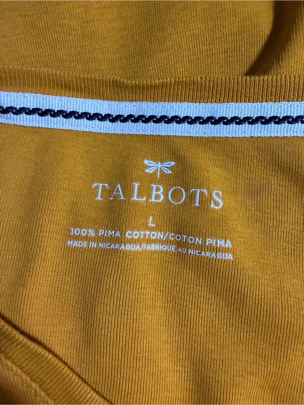 Talbots Pima Cotton Golden Mustard Yellow Long Sleeve Top Size L Casual Classic - Picture 9 of 11